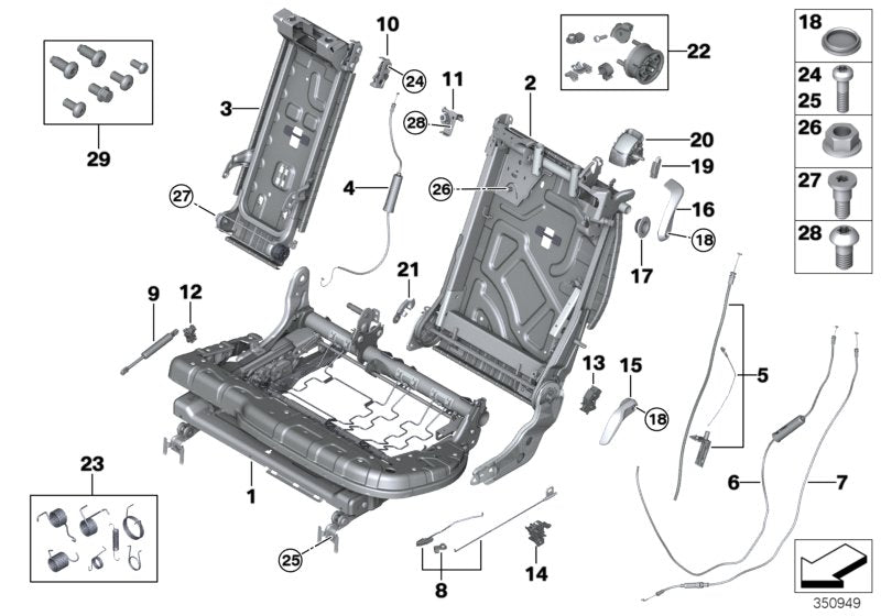 Genuine BMW 52207385407 F15 Seat Frame, Comfort Seat, Left (Inc. X5)