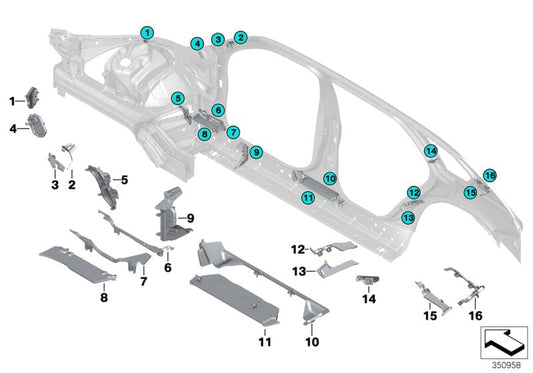 Genuine BMW 41007387104 Molded Section, Side Member, Right (Inc. X6)