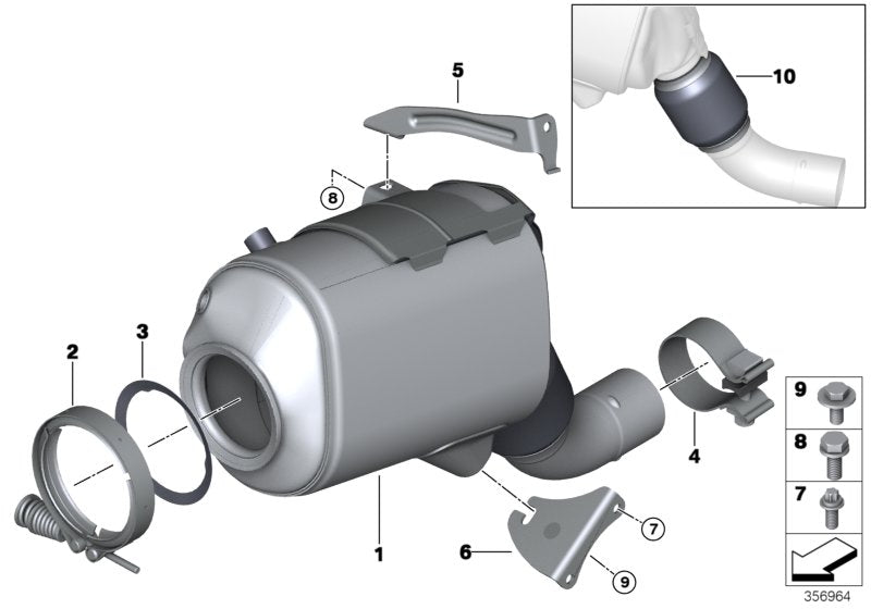 Genuine BMW 18307806411 E90 E92 E91 At-Diesel Particulate Filter (Inc. X5 3.0d, 525d & 525xd)