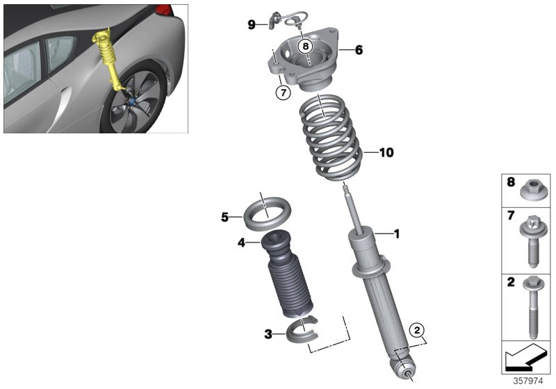 Genuine BMW 37106886234 Spring Strut, Rear