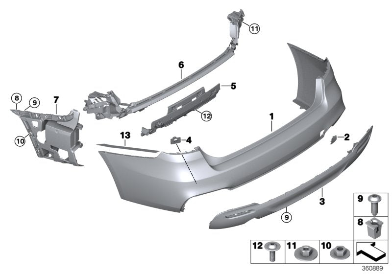 Genuine BMW 51128073076 Bumper Trim Panel, Primed, Rear M PDC PMA (Inc. 335dX, 328i & 320i)