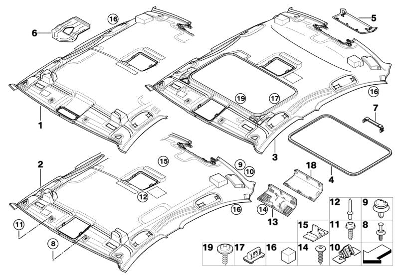 Genuine BMW 51446960550 E90 Molded Roof Lining GRAU (Inc. M3, 335i & 335xi)