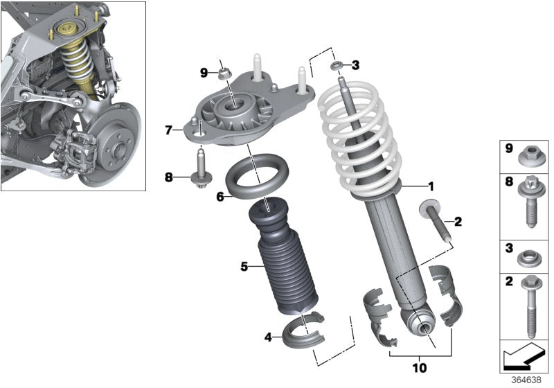 Genuine BMW 33526880101 Shock Absorber, Rear BEV (Inc. i3 120Ah & i3 94Ah)