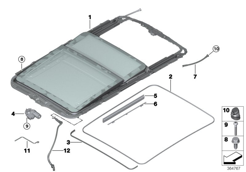 Genuine BMW 54107490098 Panorama Roof ANTHRAZIT (Inc. X5)