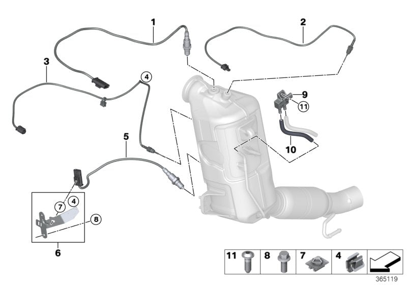 Genuine BMW 13628570234 F22 G06 Temperature Sensor, Exhaust L=332 (Inc. 425d, 320d ed & X4 M40dX)