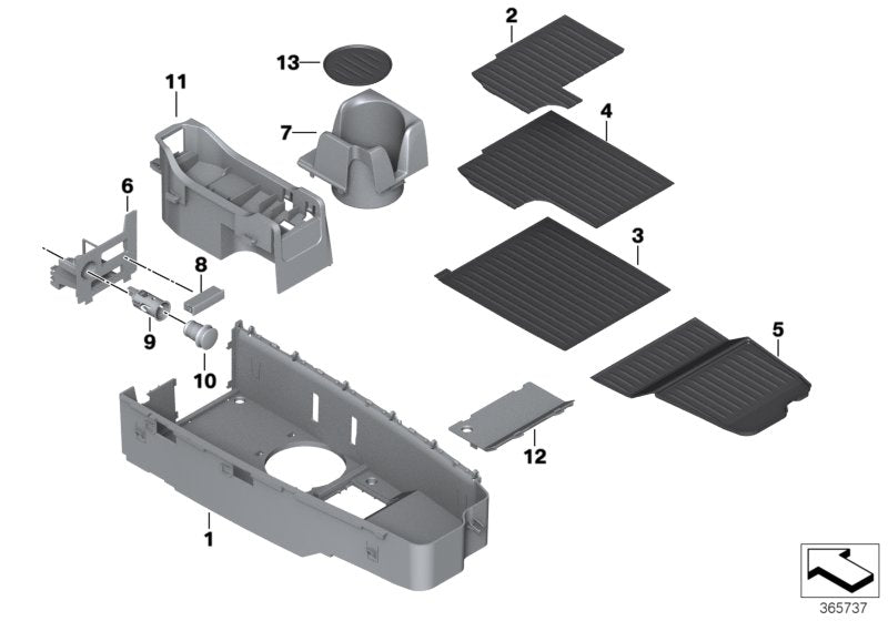 Genuine BMW 51169217613 Center Console Storing Partition (Inc. 640dX, 640i & M6)