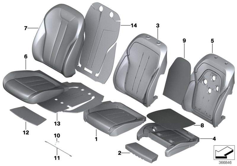 Genuine BMW 52107450824 F16 Sports Seat Cover Leather COGNAC (Inc. X6)