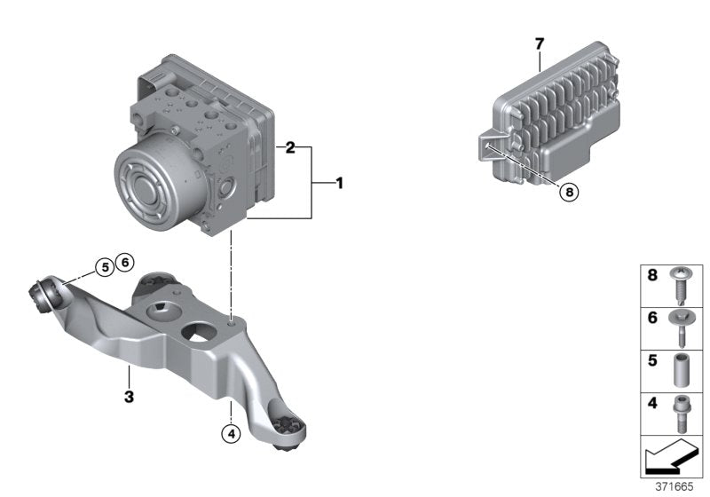 Genuine BMW 34516889950 F46 Rp Hydraulic Unit Dsc (Inc. One, JCW ALL4 & 216d)