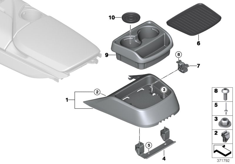 Genuine BMW 51169284724 I12 I12 Storage Tray For Center Console, Rear (Inc. i8)