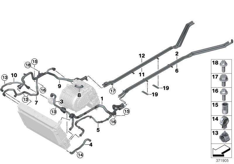 Genuine BMW 17127640849 I15 I12 Line, Coolant Pump-Radiator Connection Refrigerant pipe (Inc. i8)