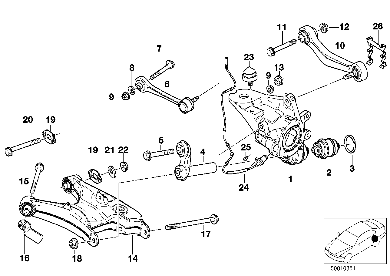 Genuine BMW 33326757320 E39 Wheel Carrier, Rear Right (Inc. 525i, 523i & 530d)