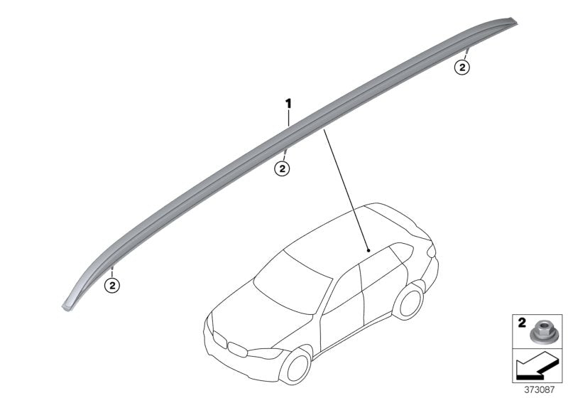 Genuine BMW 51138057755 Roof Railing, Left GLANZSCHWARZ (Inc. X5)