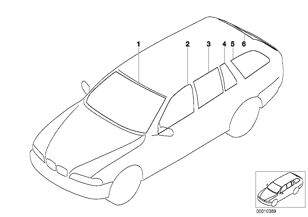 Genuine BMW 51348189258 E39 Side Window Green Right (Inc. 525i, 520i & 530i)