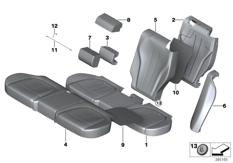 Genuine BMW 52207353382 F15 Basic Backrest Leather Cover, Right SCHWARZ (Inc. X5)