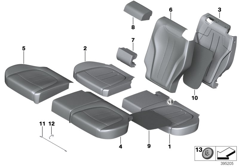 Genuine BMW 52207445072 F15 Cover For Comfort Backrest,Leather Right NAMY MOKKA (Inc. X5)