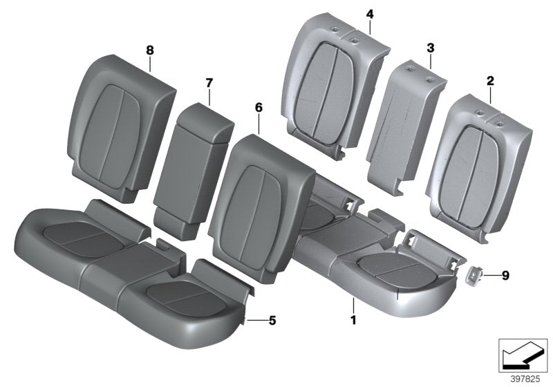 Genuine BMW 52207375648 Cover Backrest Leather Right SCHWARZ (Inc. X1)
