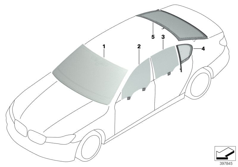 Genuine BMW 51317357271 G11 Green Windshield KAFAS/HUD/IR (Inc. 730Ld, 750LiX 4.4 & 740e)