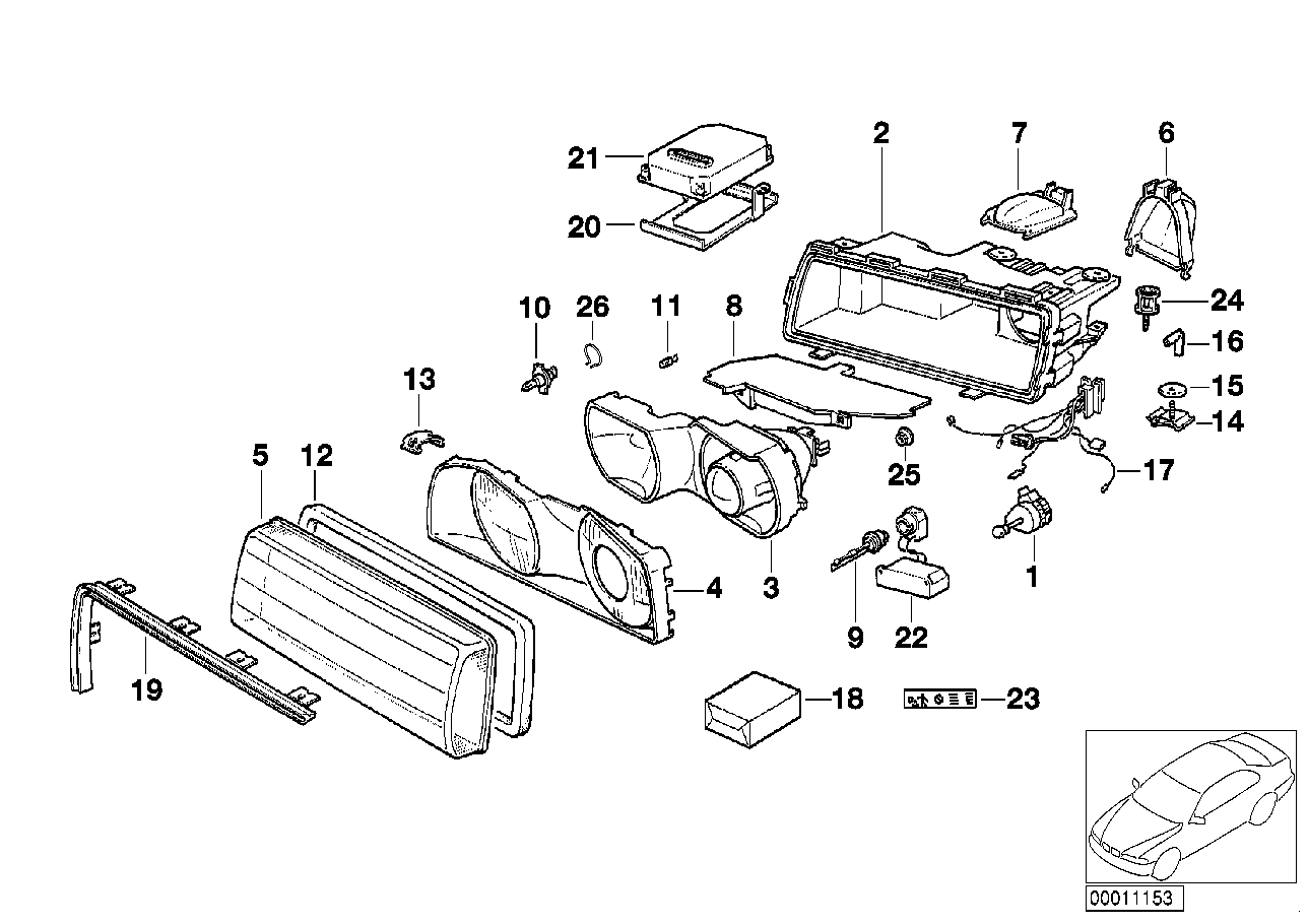 Genuine BMW 63128361278 E38 Low Beam Cover (Inc. 728i, 750iL & 730iL)