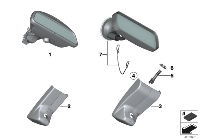 Genuine BMW 51166992179 Rearview Mirror Ec/Led/Gto/Compass/Fla (Inc. 328dX, 340i & 430iX)
