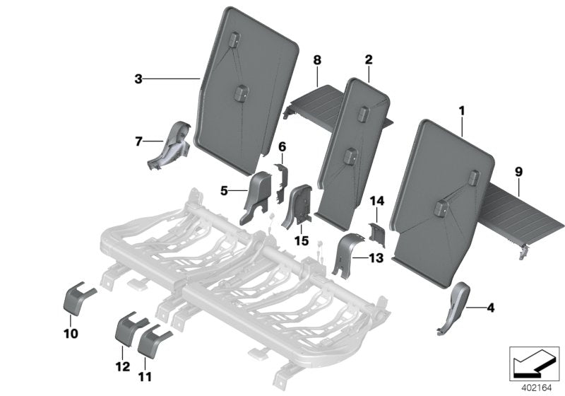 Genuine BMW 52207384746 Trim For Backrest, Inner Right SCHWARZ (Inc. X1 25iX, 225i & 220i)