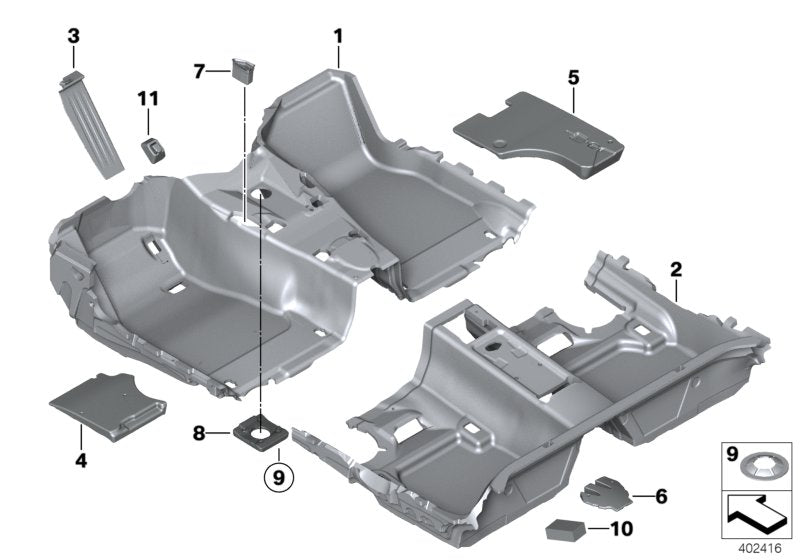 Genuine BMW 51477305552 Floor TriCover, Front VENETOBEIGE (Inc. 420dX, 428iX & 420iX)