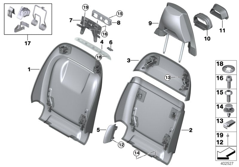 Genuine BMW 52108053450 Rear Section, Comfort Seat, Upper SILVERSTONE (Inc. X5 M & X6 M)