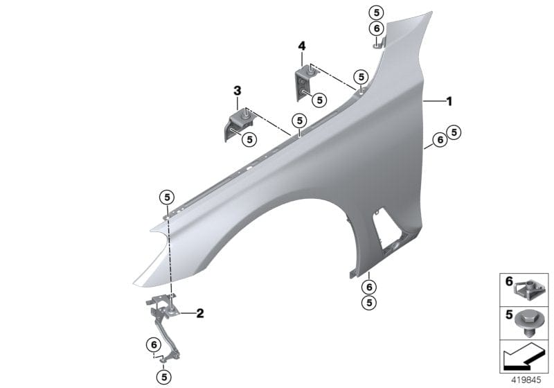 Genuine BMW 41357475310 G11 Side Panel Bracket, Front Right 1 (Inc. 740LiX, 730i & 740dX)