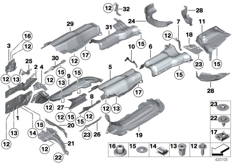 Genuine BMW 51487202858 Tunnel Heat Insulator (Inc. 528iX, 535d & Hybrid 5)