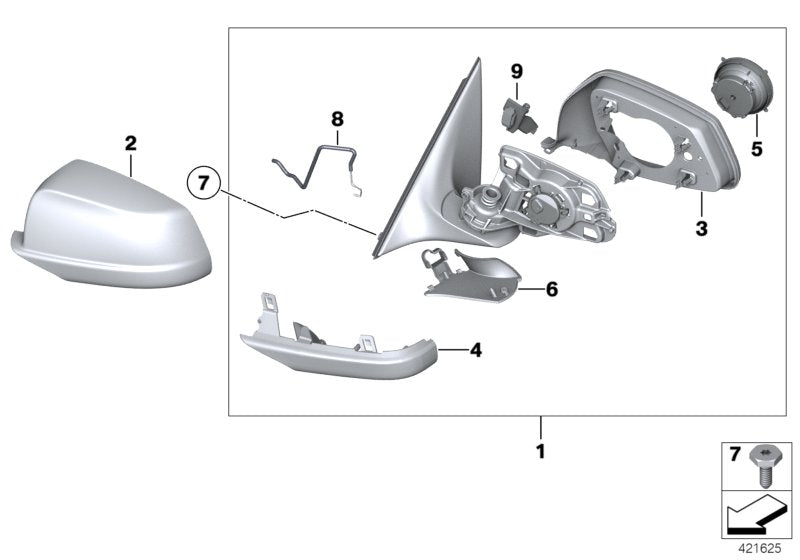 Genuine BMW 51167283664 Outside Mirror W/Out Glass Heated Right SHADOW-LINE (Inc. 535d, 530dX & 550iX)
