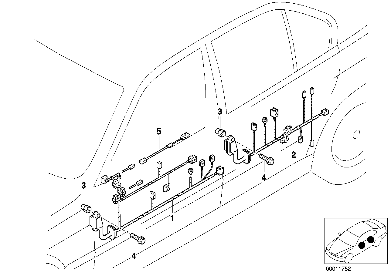 Genuine BMW 61128383786 E39 Wiring Co-Drivers Side (Inc. 523i, 540i & 520i)