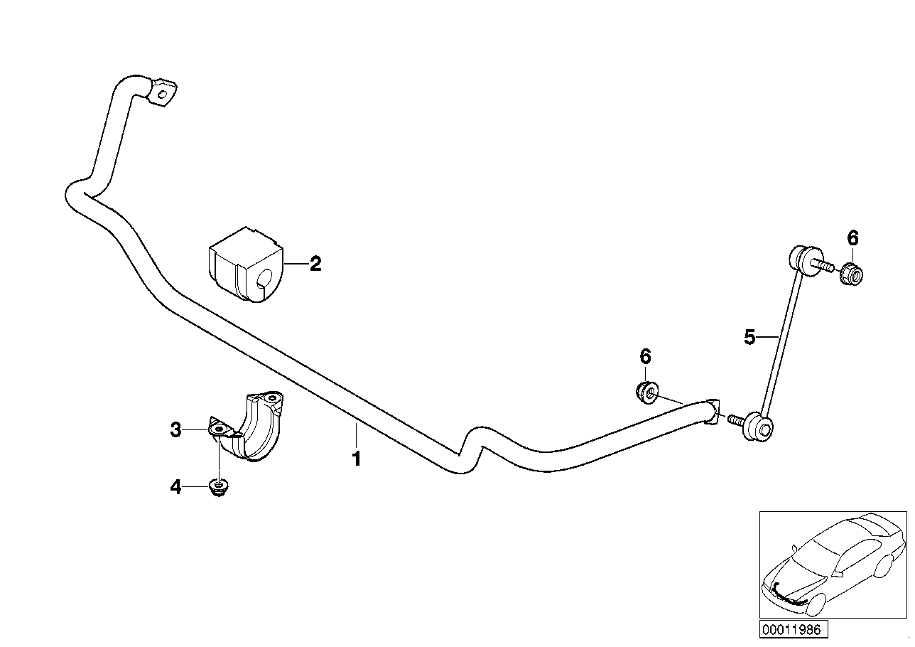 Genuine BMW 31351096364 E85 E86 Stabilizer, Front D=25mm (Inc. Z4 2.5i, Z4 2.5si & Z4 2.2i)