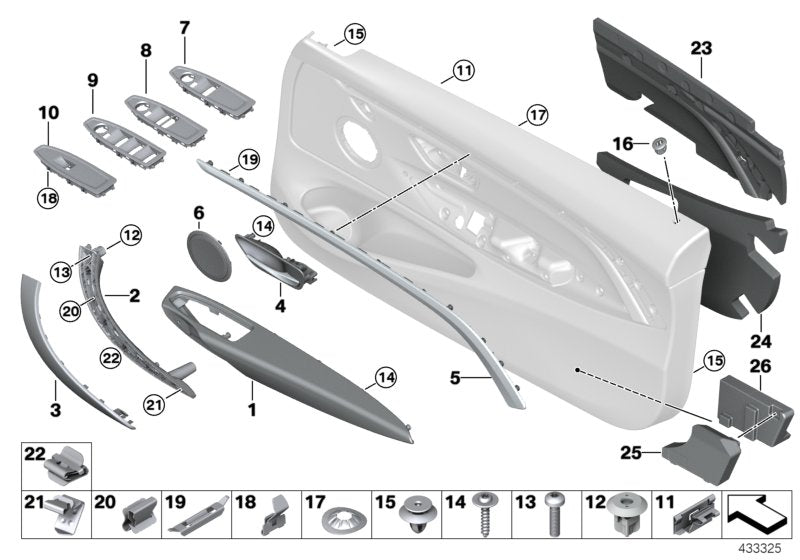 Genuine BMW 51417365351 F32 Cover, Switch, Power Window, Driver Side OYSTER (Inc. 418d, 430dX & 440iX)