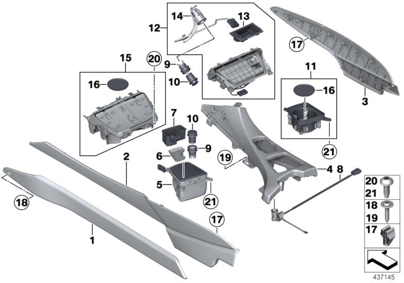 Genuine BMW 51169238171 Trim Panel, Center Console, Front Left SCHWARZ (Inc. 650i, 650iX & 640dX)