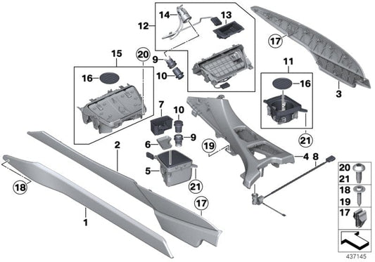 Genuine BMW 51169238171 Trim Panel, Center Console, Front Left SCHWARZ (Inc. 650i, 650iX & 640dX)