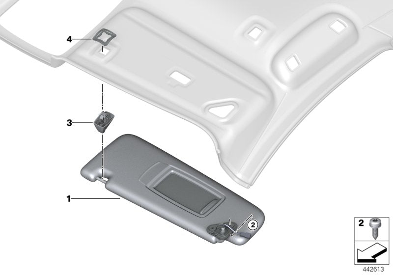 Genuine BMW 51168062816 G11 Sun Visor With Label, Right ANTHRAZIT (Inc. 740e, 750dX & 750LiX)