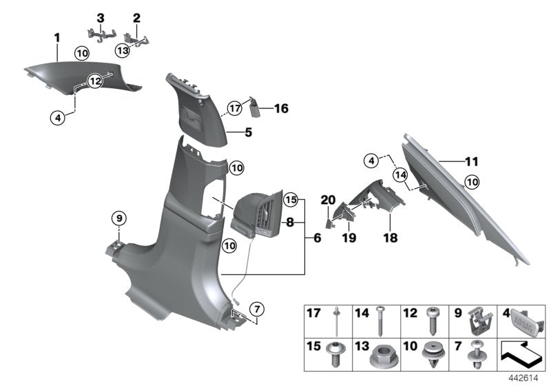 Genuine BMW 51437392495 Trim, C-Pillar, Alcantara, Top Left ANTHRAZIT (Inc. 730LdX, 740Le & 745Le)