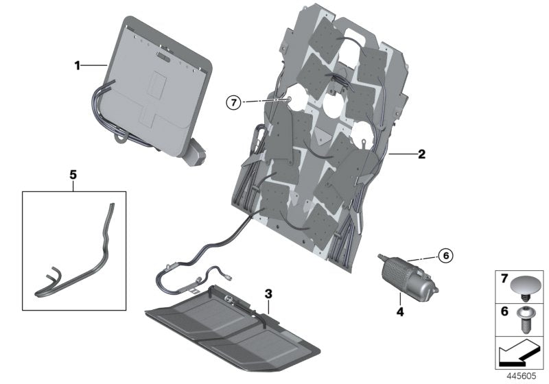Genuine BMW 52106998601 EWB RR11 Pneumatic Seat Mat, Rear Left (Inc. 740e, 725d & M760iX)