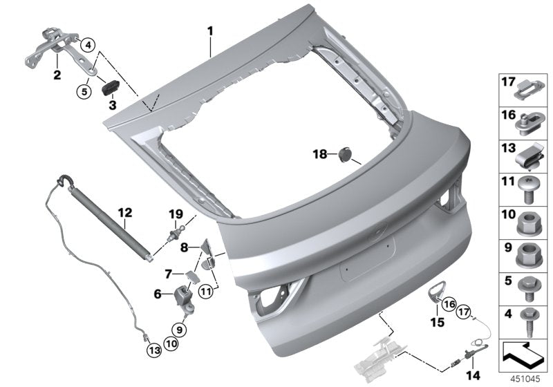 Genuine BMW 41627339426 F26 Right Trunk Lid Hinge (Inc. X4)
