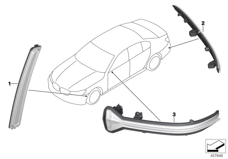 Genuine BMW 63147355806 G11 Side Reflector Right (Inc. 750i, M760iX & 740eX)