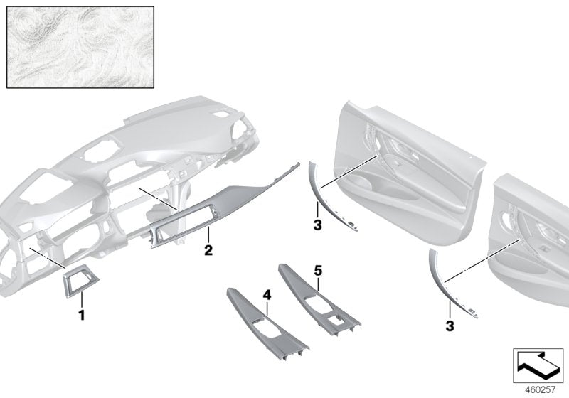 Genuine BMW 51167984635 F83 Decor Panel For Centre Console ESCHEMASER WEIß (Inc. 435i, 430iX & 430i)
