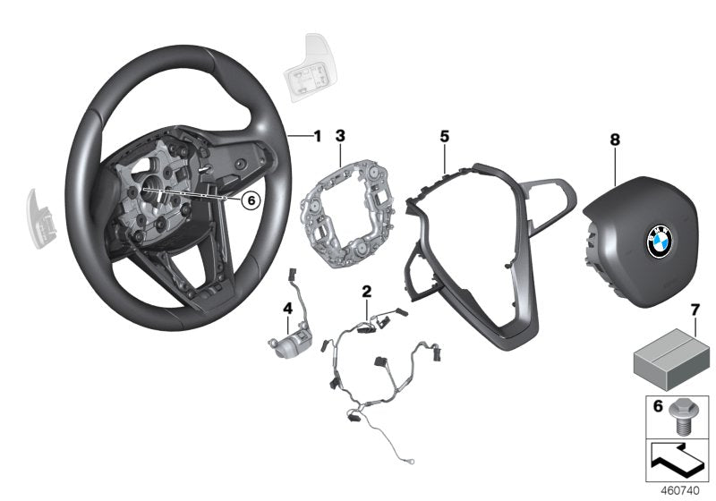 Genuine BMW 32309867105 G11 Sprt St. Wheel, Leather, Shift Paddles 1,8 OHM (Inc. 750LiX 4.4, 740Le & 740Li)