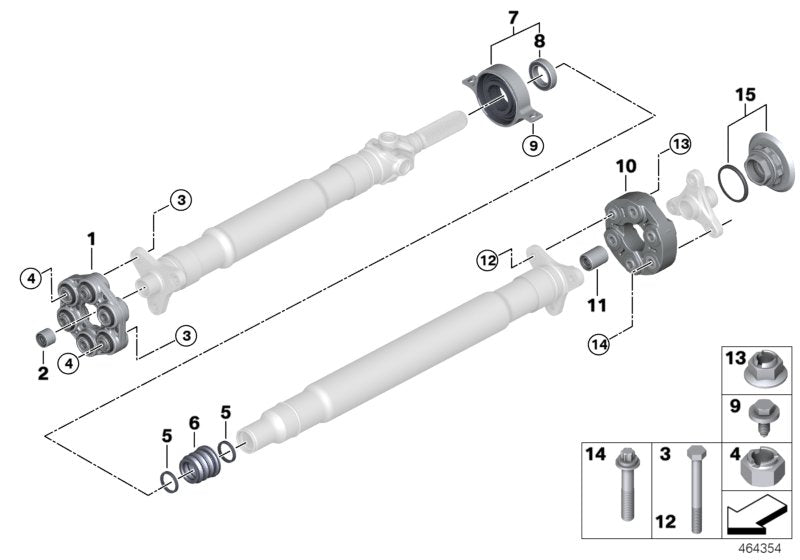 Genuine BMW 26118624483 Center Mount, Aluminium (Inc. 740LiX, 740iX & 730Li)
