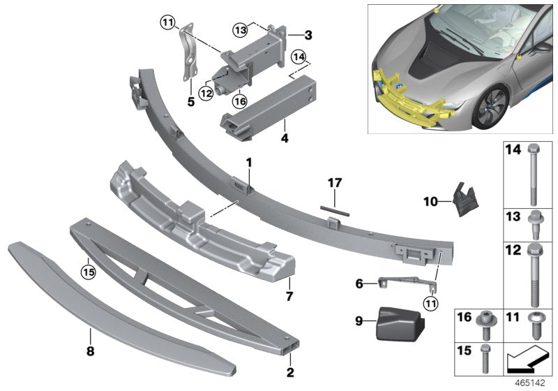 Genuine BMW 51117336205 I15 I12 Deformation Element, Front Lower Left (Inc. i8)