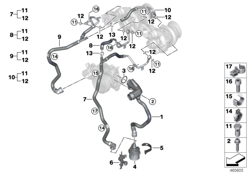 Genuine BMW 11538482650 Coolant Line, Turbocharger Supply Line ZYL. 5-8 (Inc. Alpina B7)