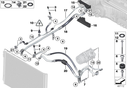 Genuine BMW 64539231050 Pressure Hose Assy R134A (Inc. 740i, 640iX & 640i)