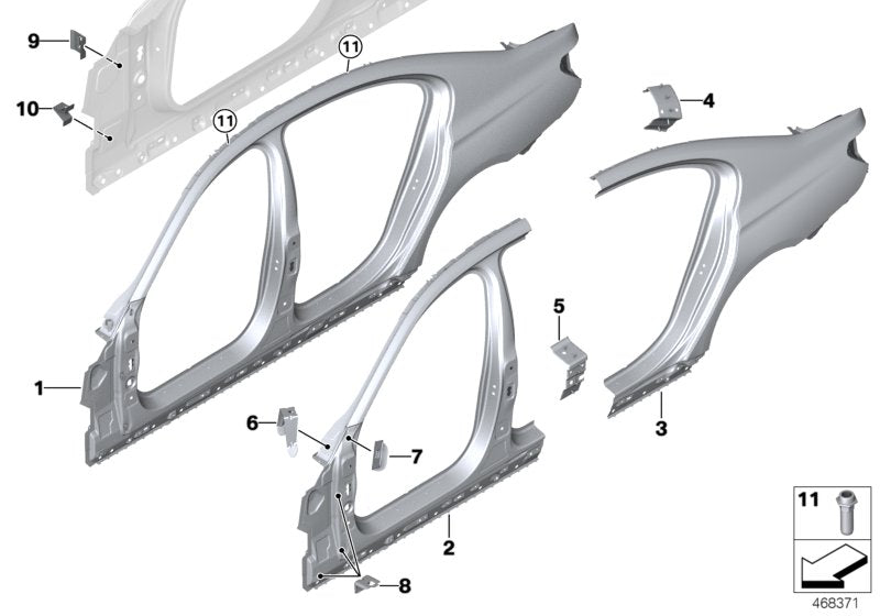 Genuine BMW 41217425171 G11 G11 Reinforcement Plate, C-Pillar, Left (Inc. 750i, 730i & 730d)