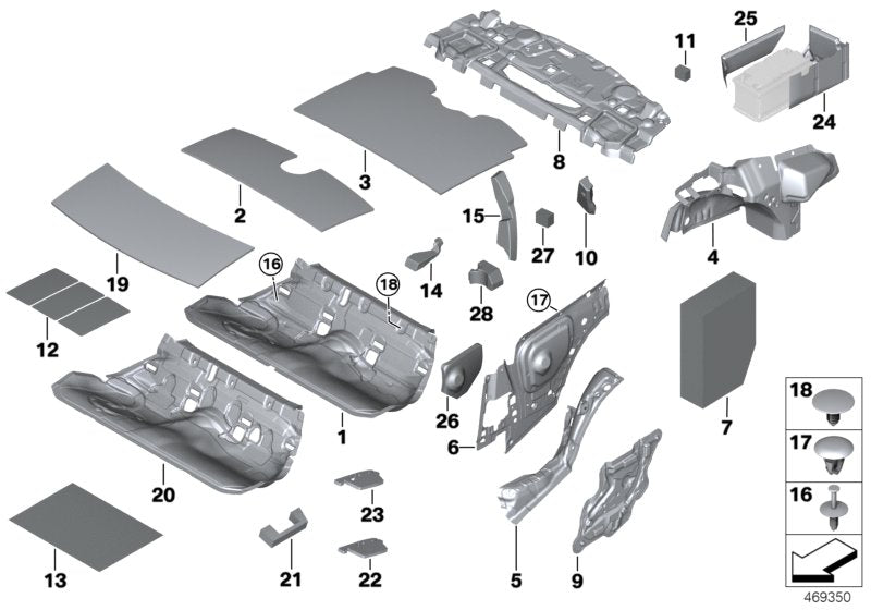 Genuine BMW 51487284985 Sound Insulation, Side Panel, Rear Left (Inc. 428i, 420dX & 440i)