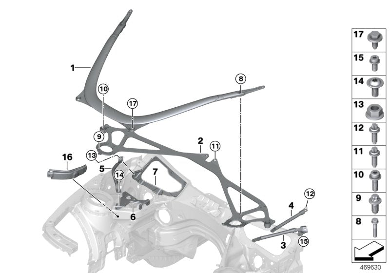 Genuine BMW 31122284857 Extension, Strut Tower Brace, Left | ML Performance UK Car Parts