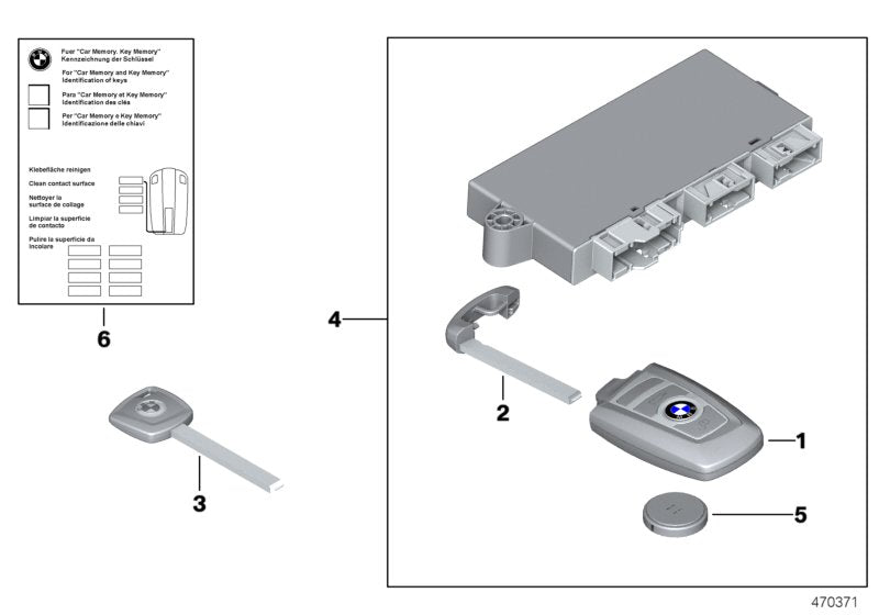 Genuine BMW 51210037276 Set Of Keys With Cas Control Unit 315 MHZ (Inc. 750LiX 4.4, Alpina B7L & Alpina B7LX)