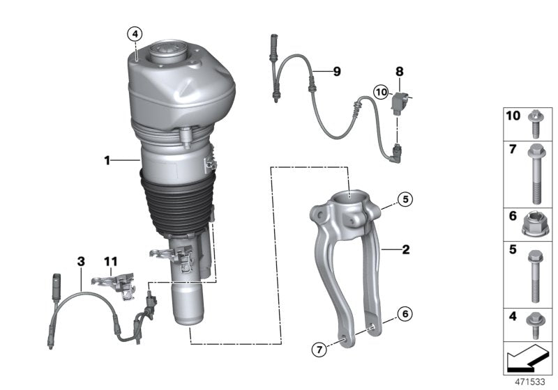 Genuine BMW 37106866705 G32 Rp Air Suspension Strut Front Left (Inc. 620dX, 630dX & 640dX)